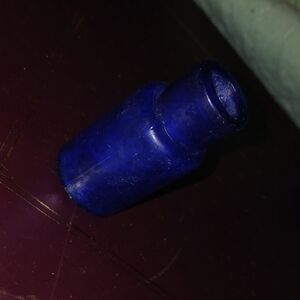 Cobalt Blue Small Glass Bottle  Vintage Old School Glass Bottle